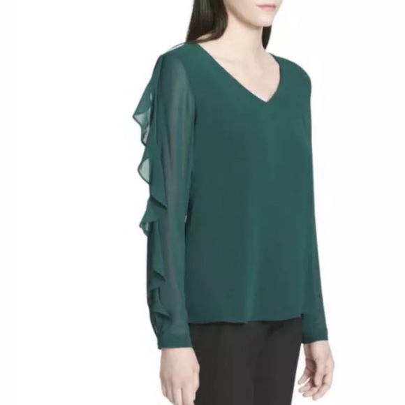 Calvin Klein ruffle sleeve top - Picture 1 of 6